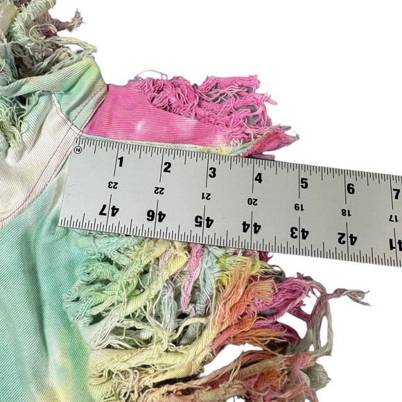 Daisy Denim Micro Shorts Stretchy Size S Fringe Colorful Hot Pants - Picture 7 of 7
